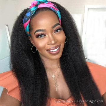 Dropship Unprocessed Brazilian Hair Cuticle Aligned Headband Wig Kinky Straight Virgin Human Natural Hair Wigs